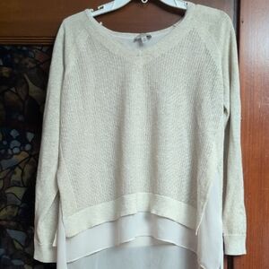 Lucky Brand Beige Layered V-Neck Sweater
